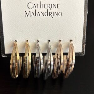 Catherine Malandrino Gold, Silver and Rose Gold Tone Earrings NWT